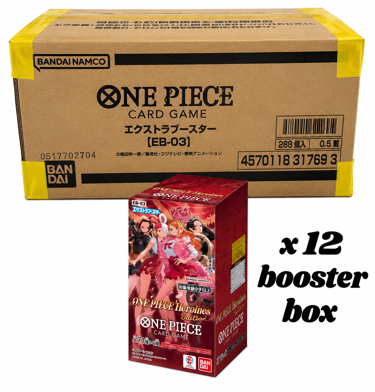 One Piece Card Game Heroines Edition EB-03 Case Japonés (12 Booster Boxes) Original Sellado Yellow Tape