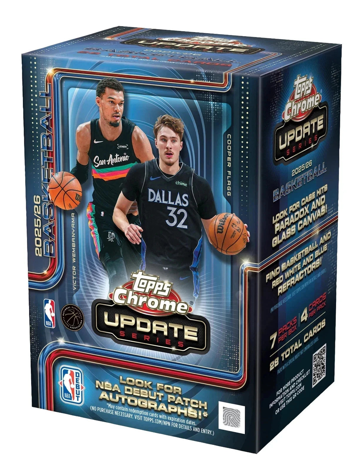 Topps Chrome Updates Basketball 2025/26 Value Box NBA (7 Sobres / 28 Cartas) Original Sellada
